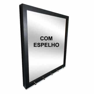 Quadro Moldura Caixa Para Esconder Quadro De Luz 35x35cm com Espelho e Porta Chaves