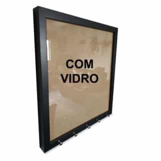 Quadro Moldura Caixa Para Esconder Quadro De Luz 35x35cm com Vidro e Porta Chaves